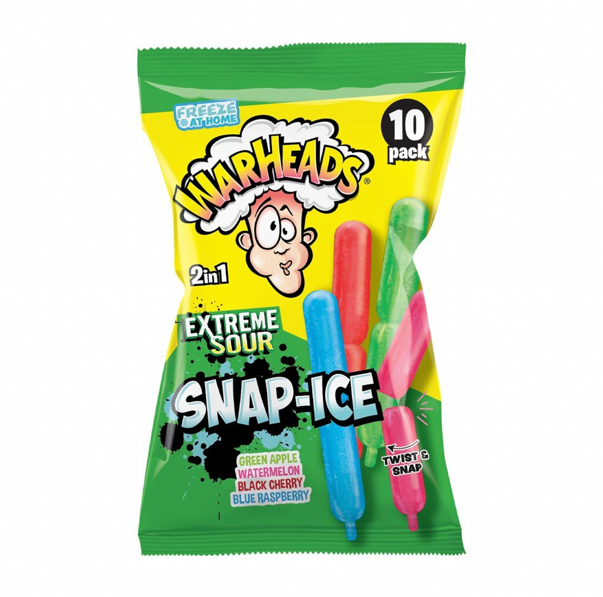 Warheads Extreme Sour 2 in 1 Snap Ice Sticks 10 pack 450ml | Sugar Box