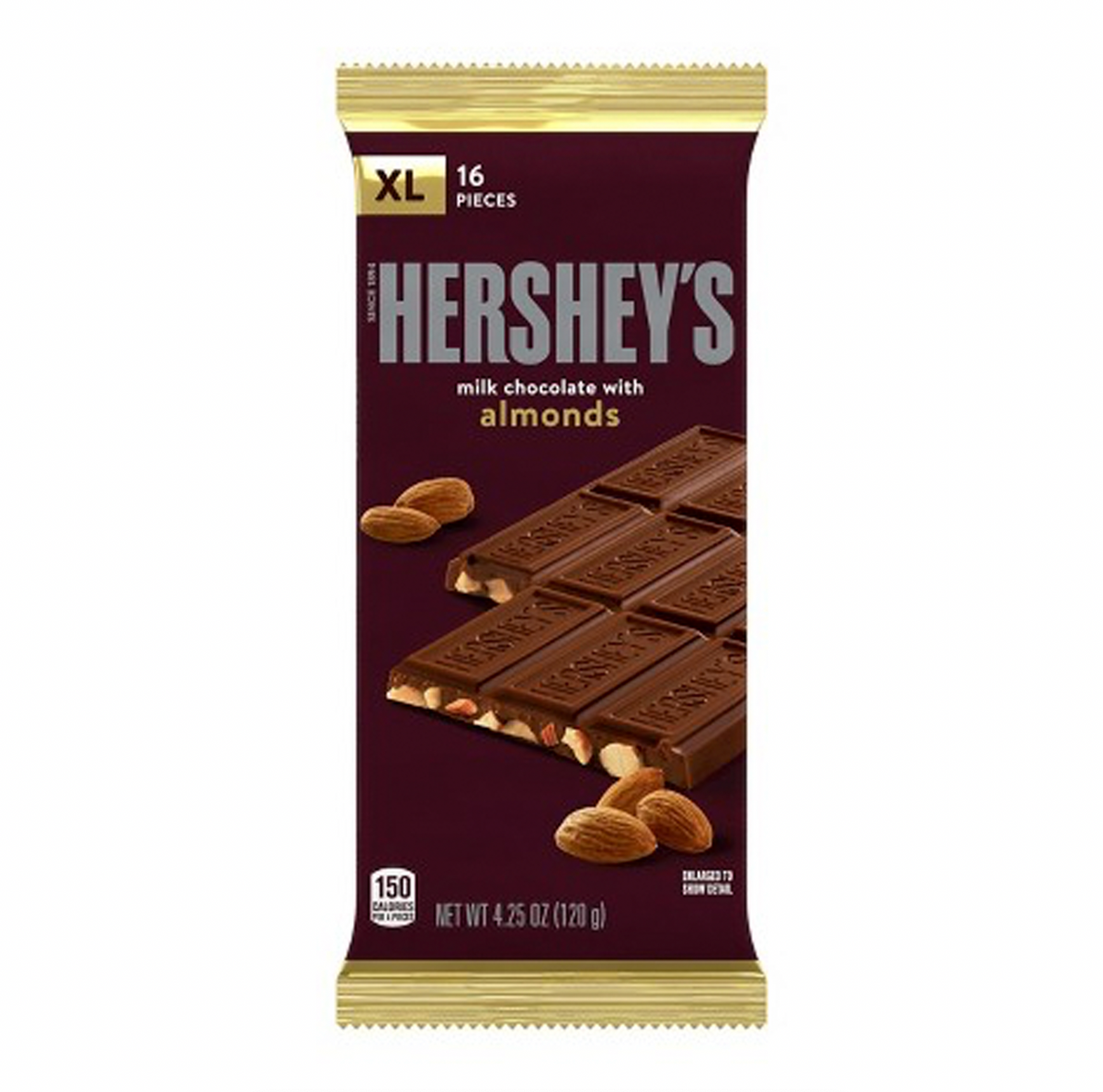 Hershey's Milk Chocolate with Almonds XL Bar 120g | Sugar Box