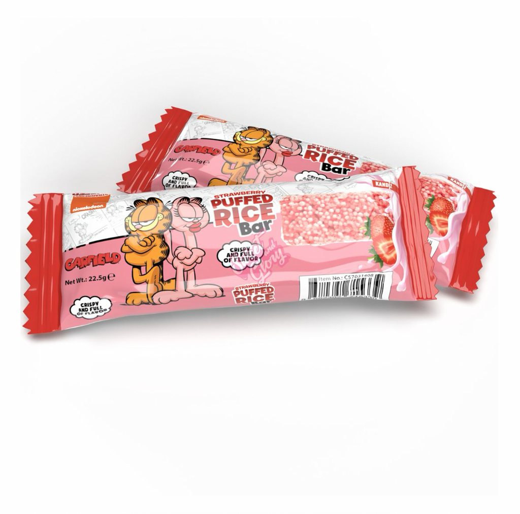 Nickelodeon Garfield Puffed Rice Bar Strawberry 22.5g - Sugar Box