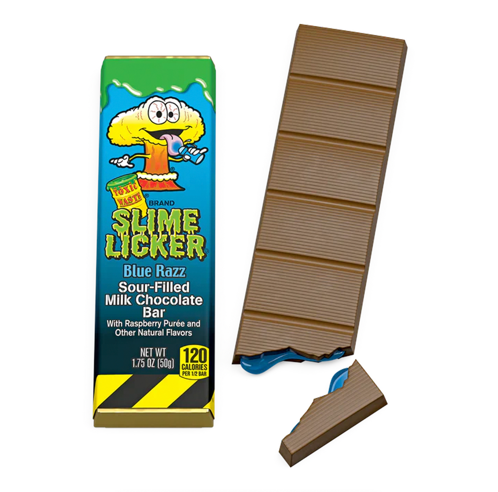 Toxic Waste Slime Licker Chocolate Bar Blue Razz 50g - Sugar Box